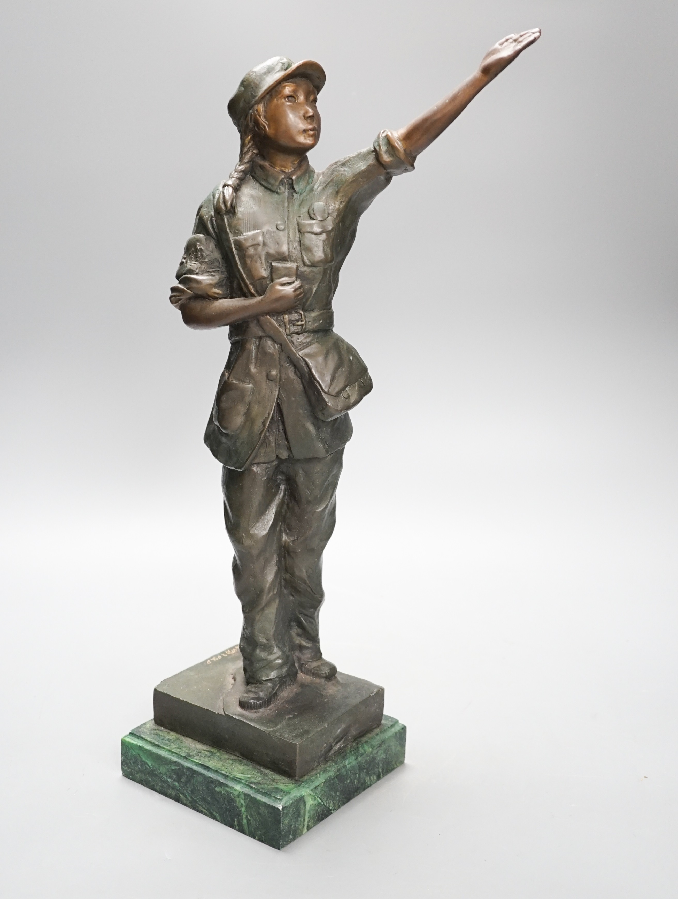 Le Bao bronze figure, a Red guard from Chinese revolutionary opera, 2020. 46cm